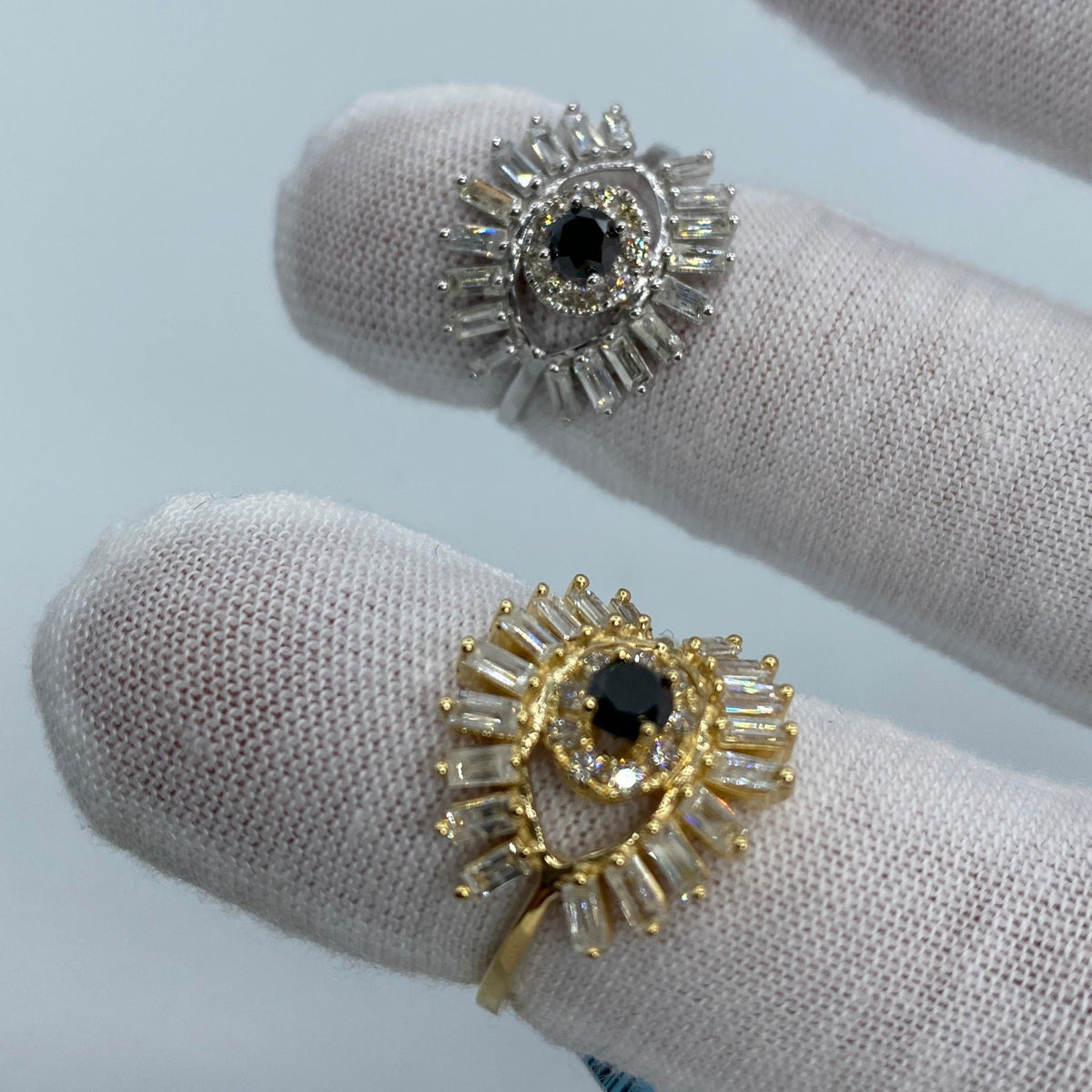 14K Gold Lady Evil Eye Baguette Diamond Ring - additional product view 2
