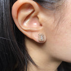 14K Gold Rectangle Diamond Baguette Castle Earrings - additional product view 6