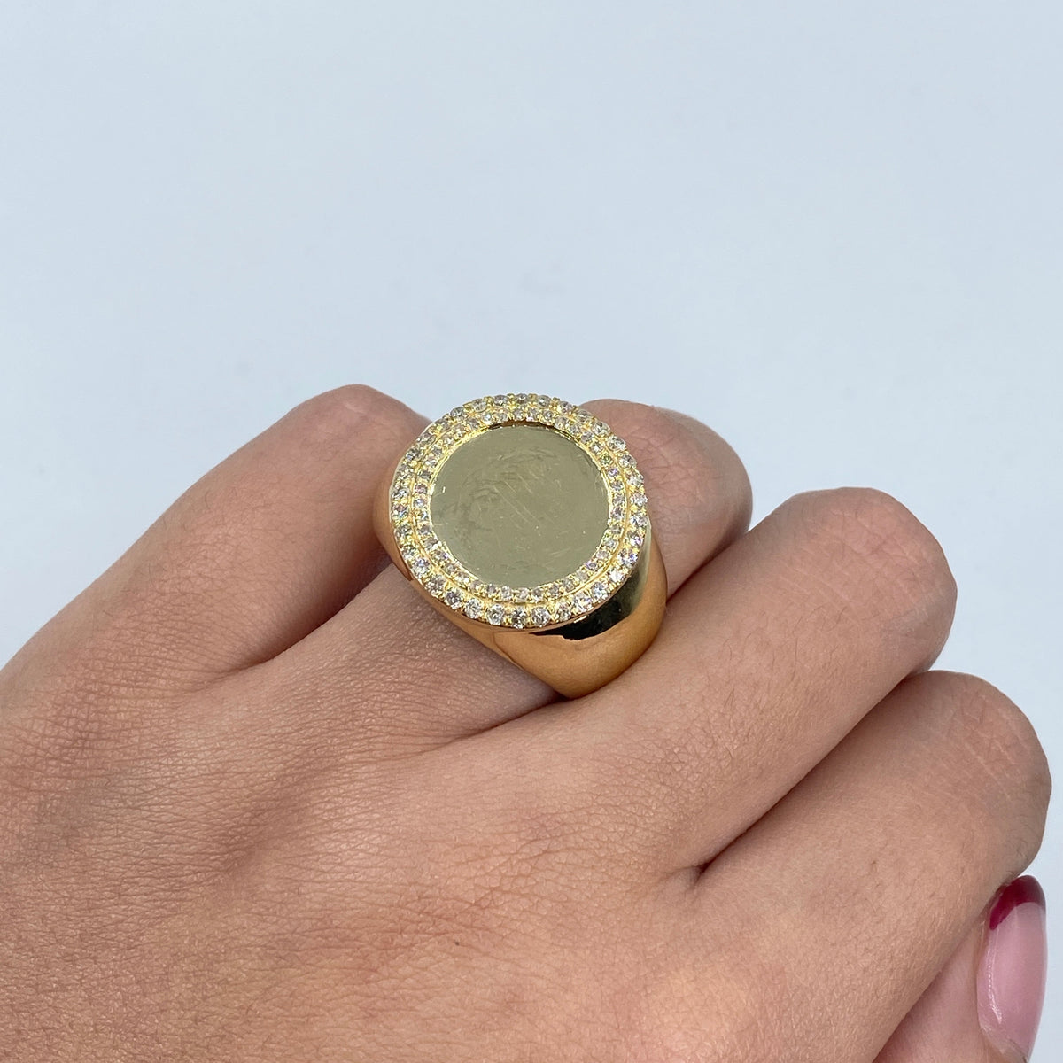 10K Gold Circle Photo Diamond Ring - additional product view 4