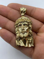 14K Gold Jesus Head Pendant 2.25 in - additional product view 6
