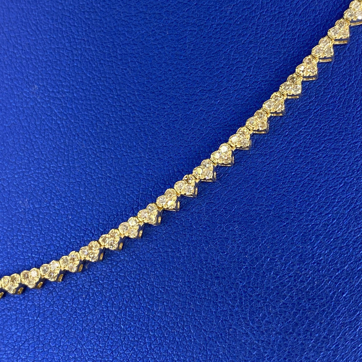 14K Gold Heart Link Tennis Diamond Chain 17 in - additional product view 3
