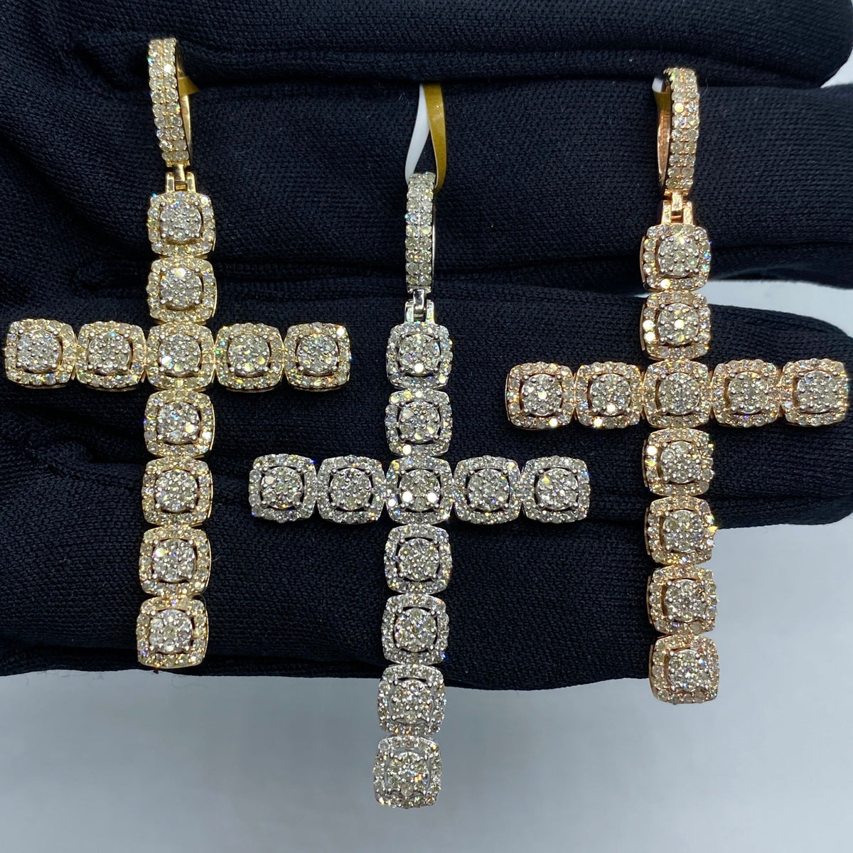 10K Gold Square Cross Diamond Pendant - main product photo
