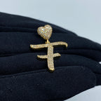 14K Gold Initial F Script Heart Diamond Pendant - additional product view 4