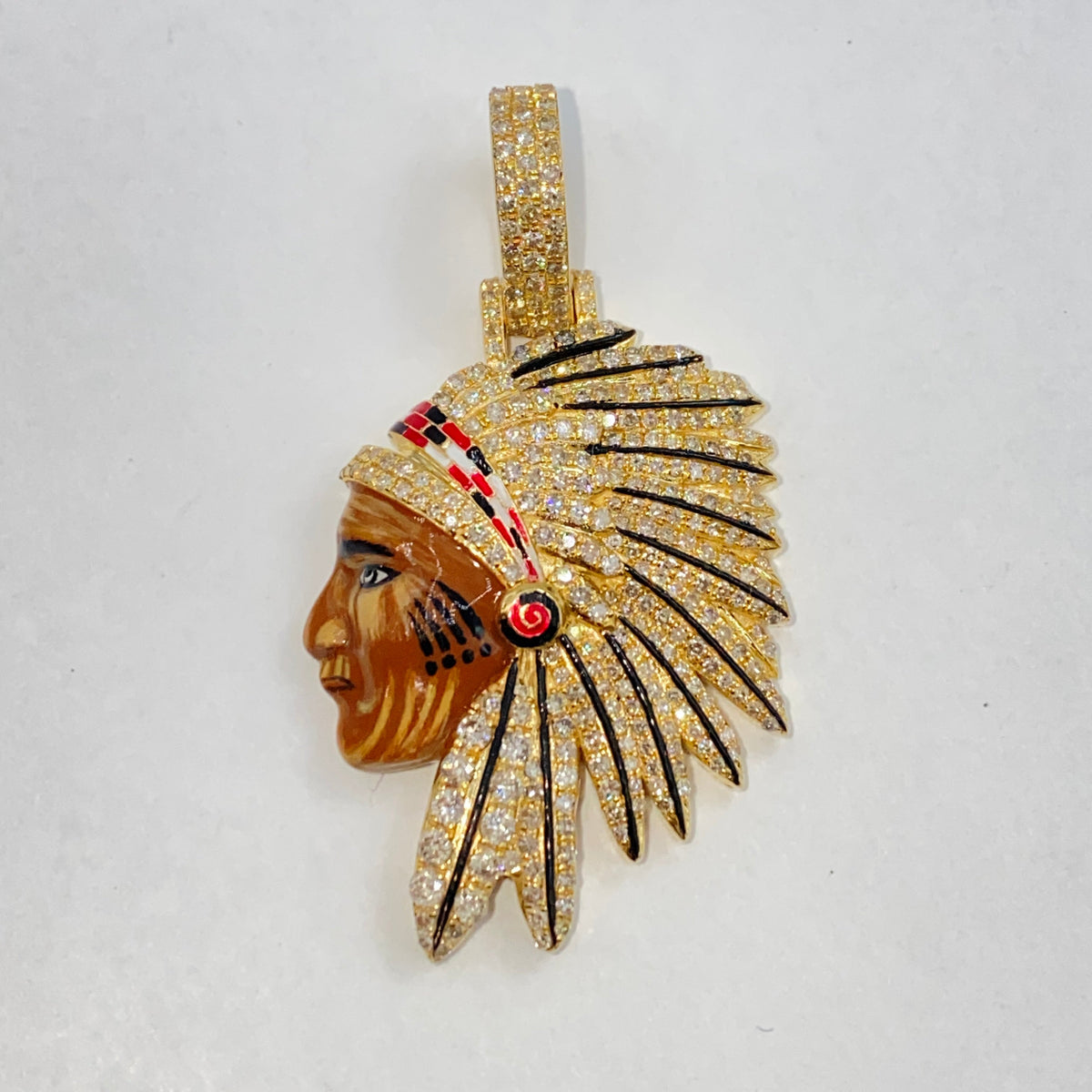 14K Gold Indian Head Diamond Pendant - additional product view 7