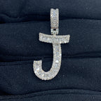 14K Gold Initial J Diamond Baguette Pendant - additional product view 3