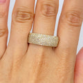 10K Gold 8mm Iced Pave Ring Diamond Band in yellow gold - close-up product photo