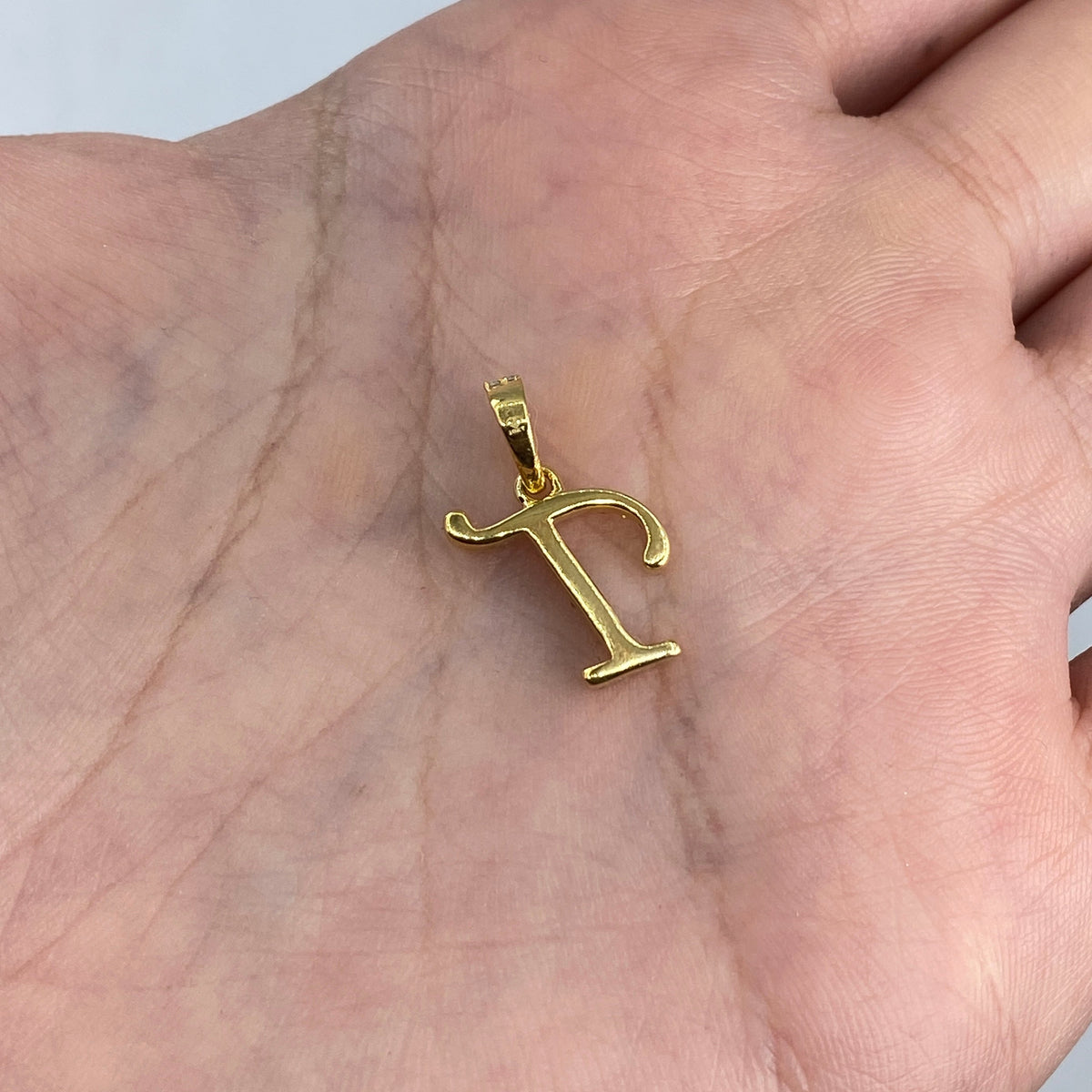 10K Gold Cursive T Initial Diamond Pendant - additional product view 4