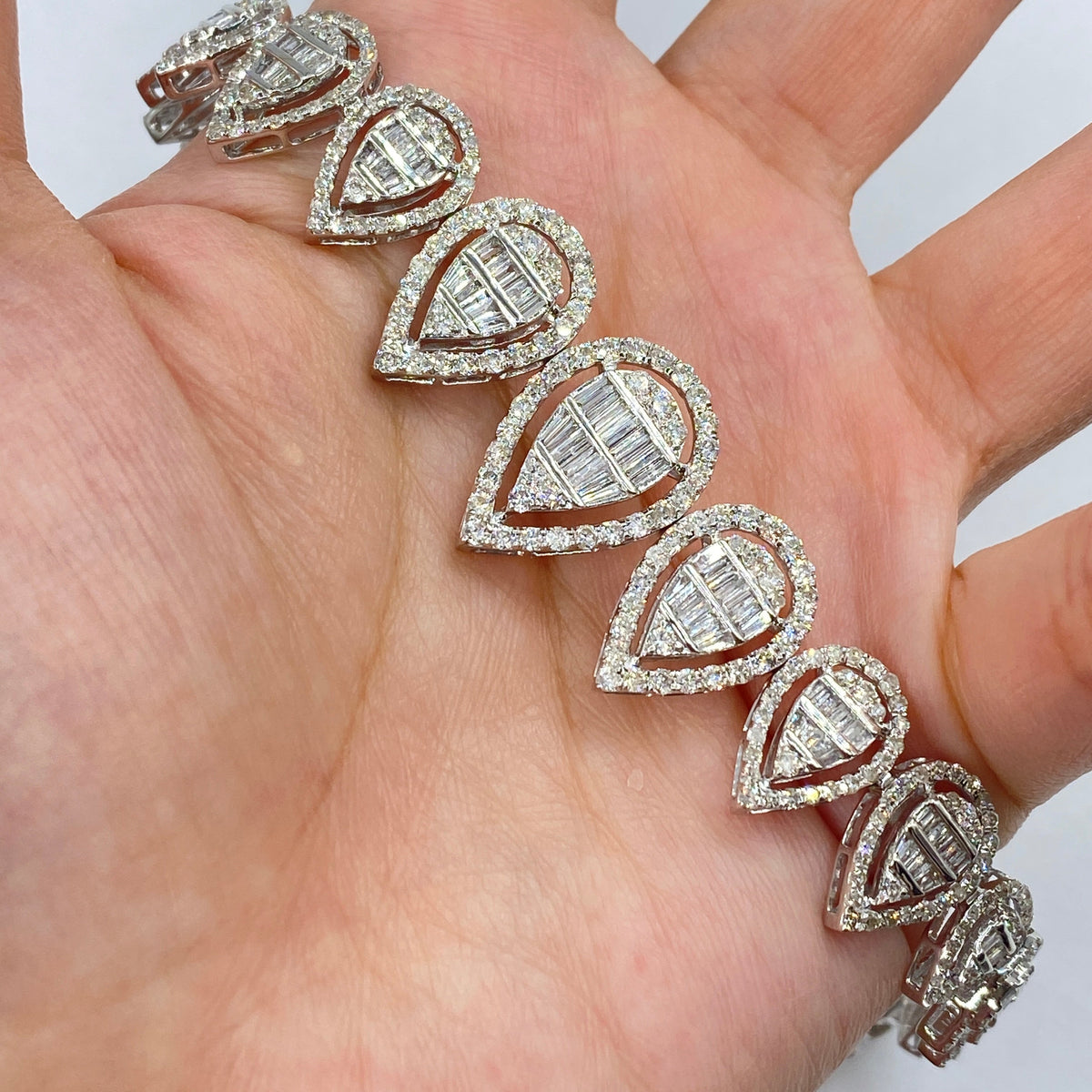 14K Gold Pear Diamond Baguette Bracelet 7 in - additional product view 4