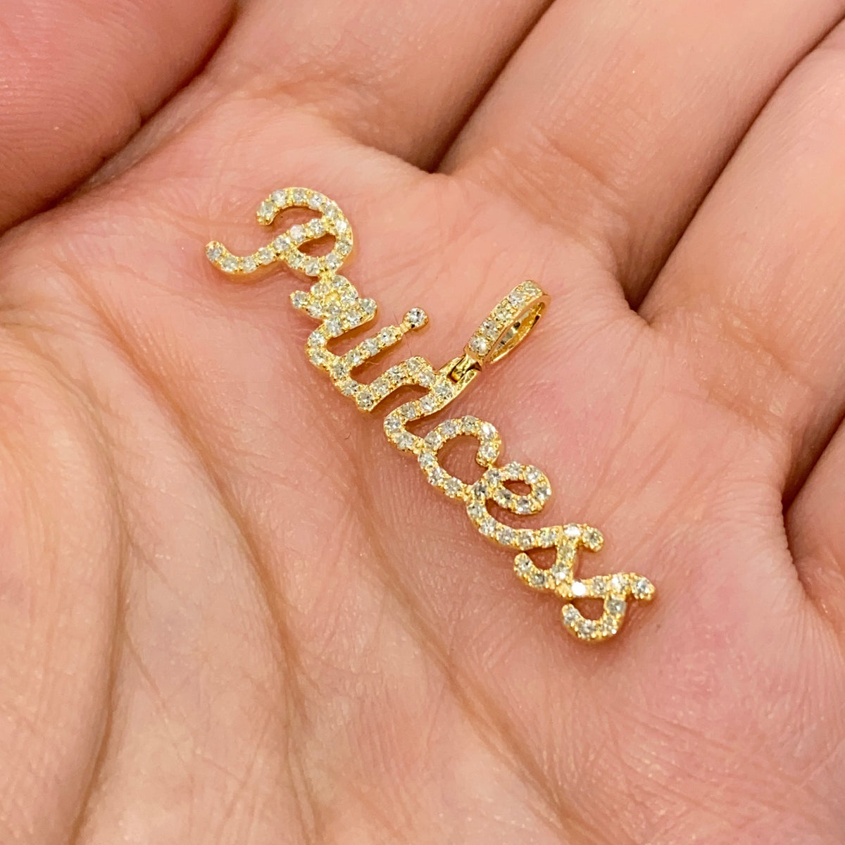 10K Gold Princess Plate Diamond Pendant - additional product view 2