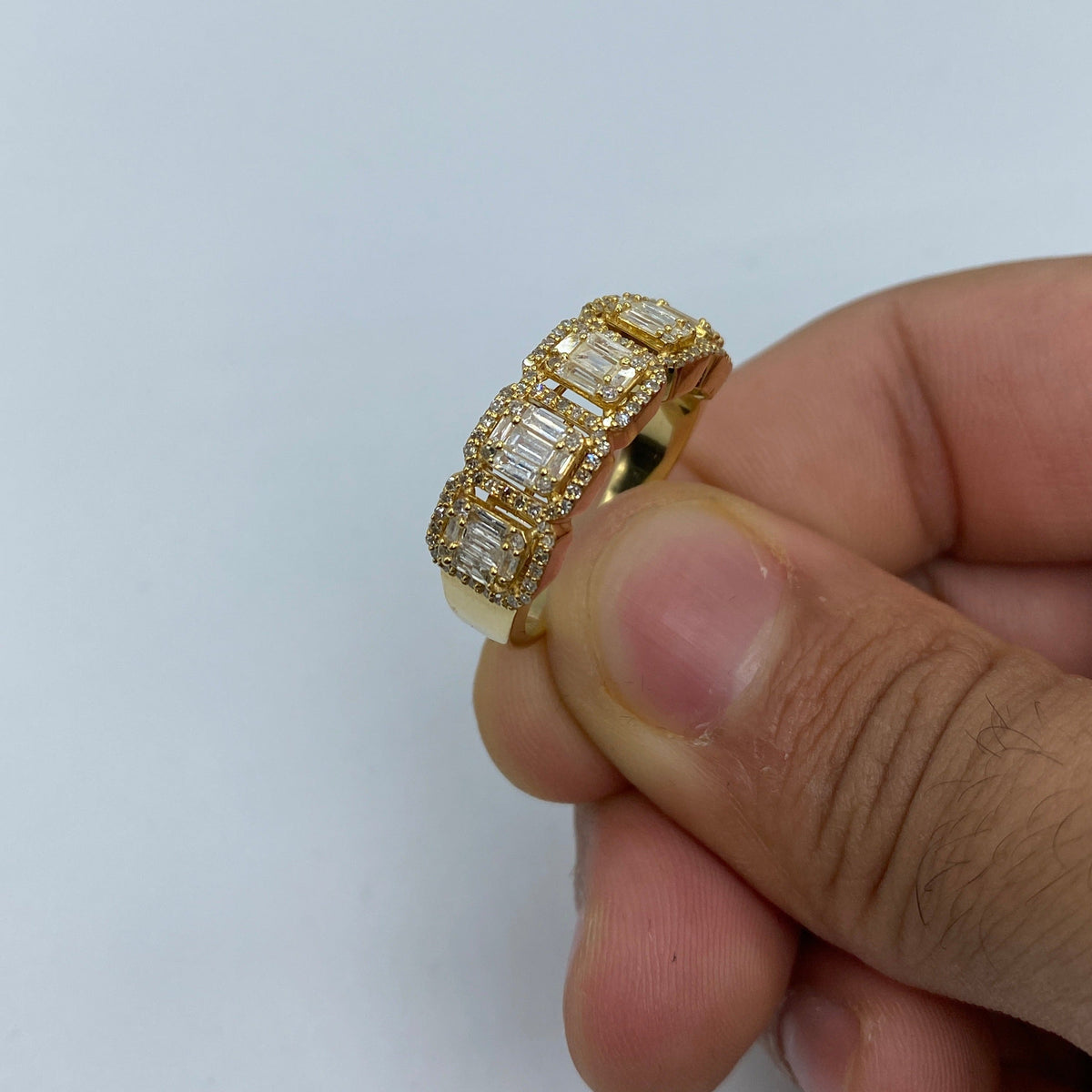 14K Gold Diamond Baguette Squares Band - additional product view 5
