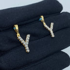 14K Gold Single Stone Initial Y Diamond Pendant - additional product view 4
