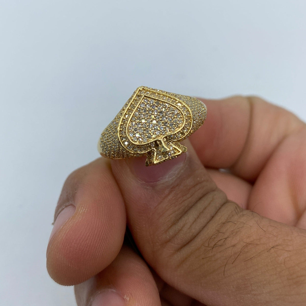 10K Gold 3D Spade Diamond Ring - additional product view 2