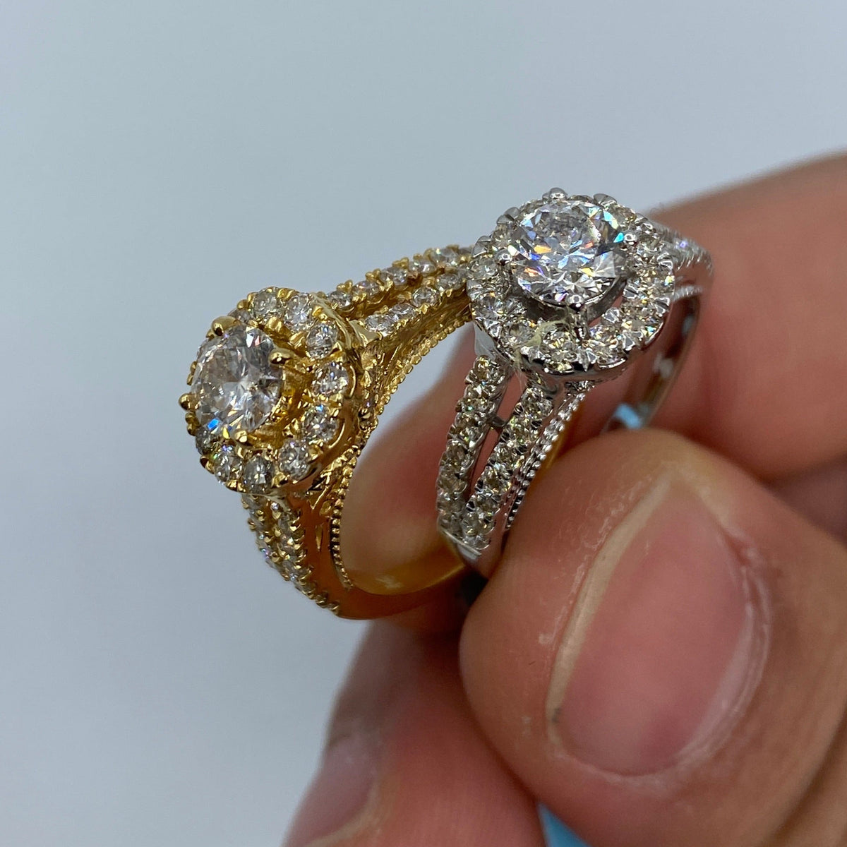14K Gold Jumbo Center Diamond Halo Engagement Ring - additional product view 3