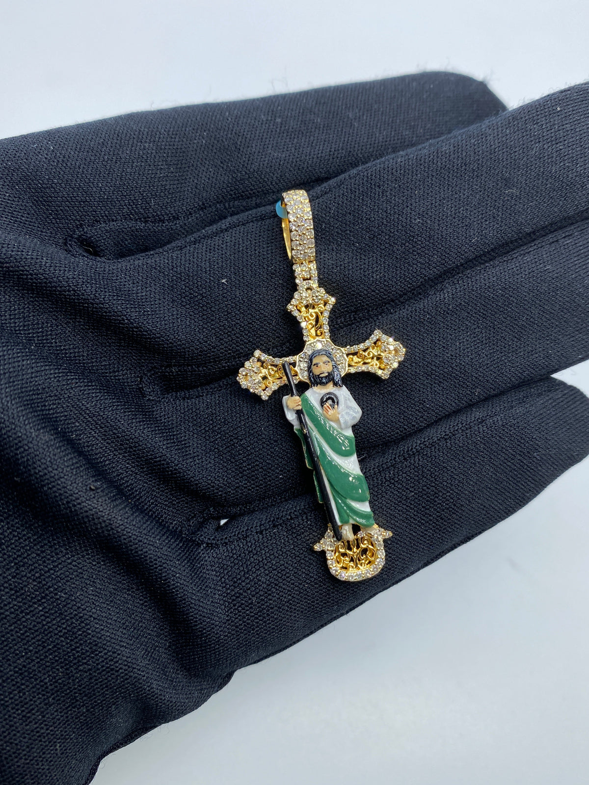 Jesus on Cross Enamel Diamond Pendant - additional product view 4