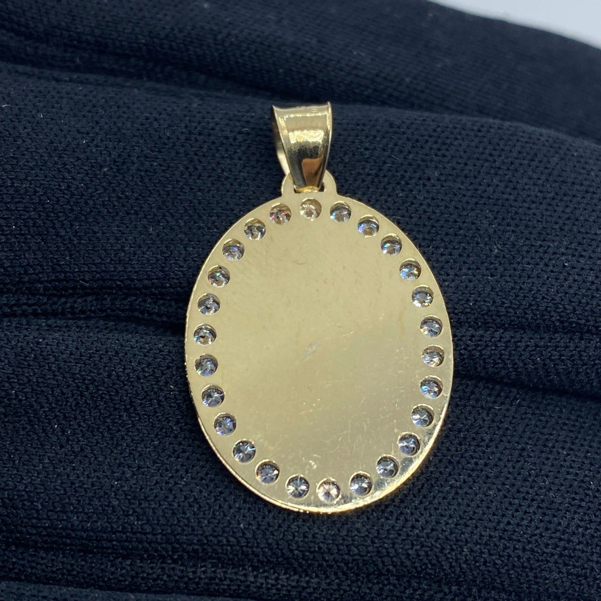 10K Gold Oval Picture Photo CZ Pendant - additional product view 4