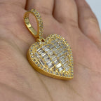 14K Jumbo Heart Halo Diamond Baguette Pendant - additional product view 4