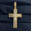 10K Gold Latin Cross Diamond Baguette Pendant in yellow gold - close-up product photo