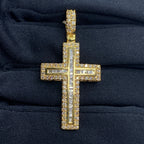 10K Gold Latin Cross Diamond Baguette Pendant in yellow gold - close-up product photo