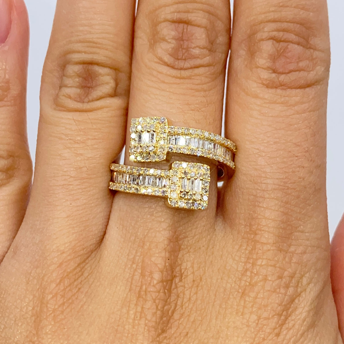 10K Gold Square Diamond Baguette Wrap Ring - additional product view 3