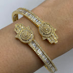 10K Gold Hamsa Diamond Bangle Bracelet 6.5 in - additional product view 3