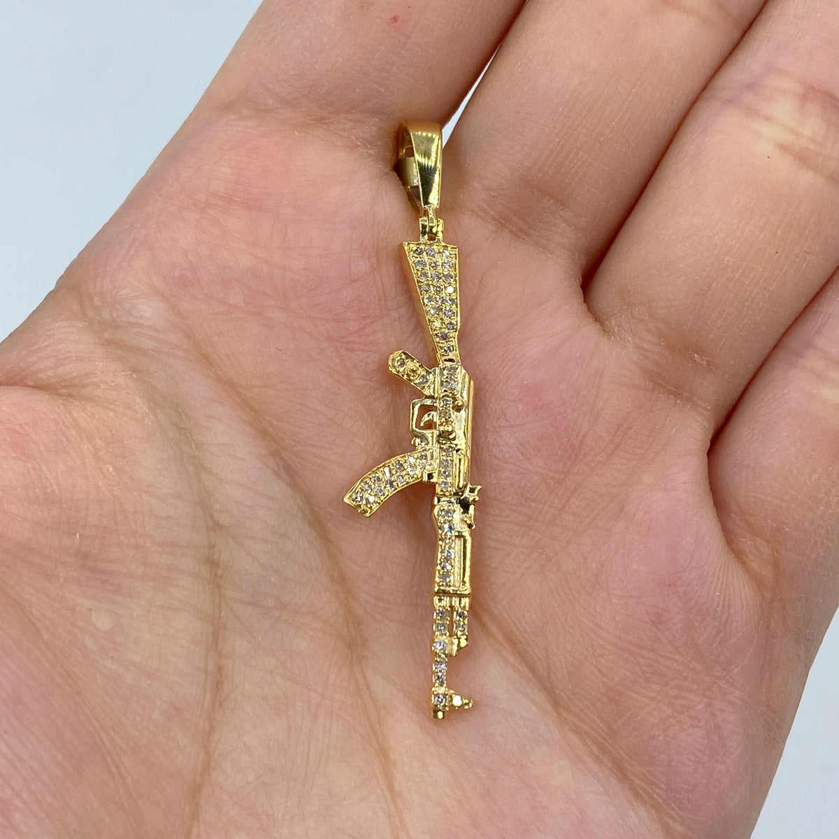 10K Gold AK-47 Gun Diamond Pendant - additional product view 3