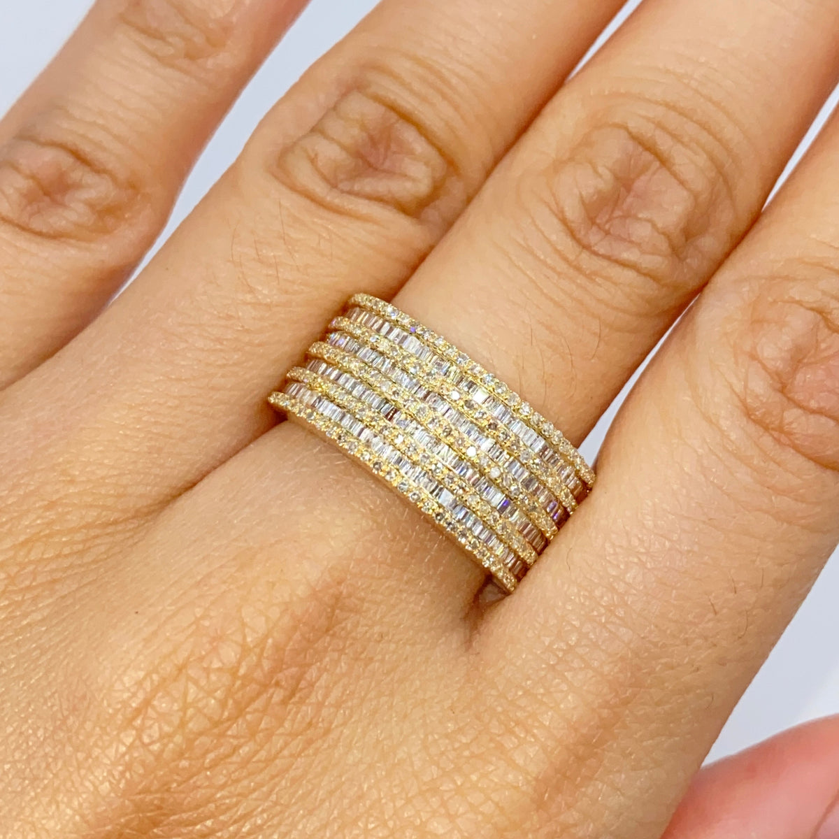 10K Gold 10mm Stacked Diamond Baguette Ring - additional product view 2