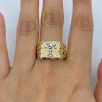 10K Gold Initial Letter Square Block Ring - additional product view 37