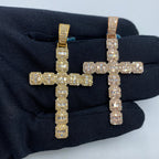 14K Gold Square Cross Diamond Baguette Pendant - additional product view 2