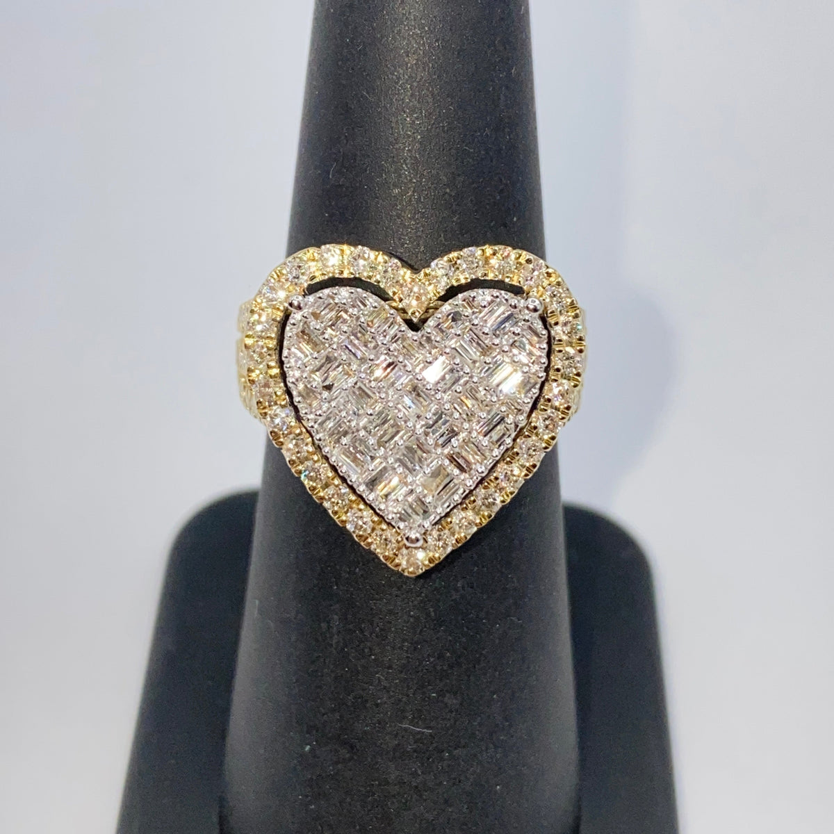 14K Gold Full Heart Diamond Baguette Ring - additional product view 7