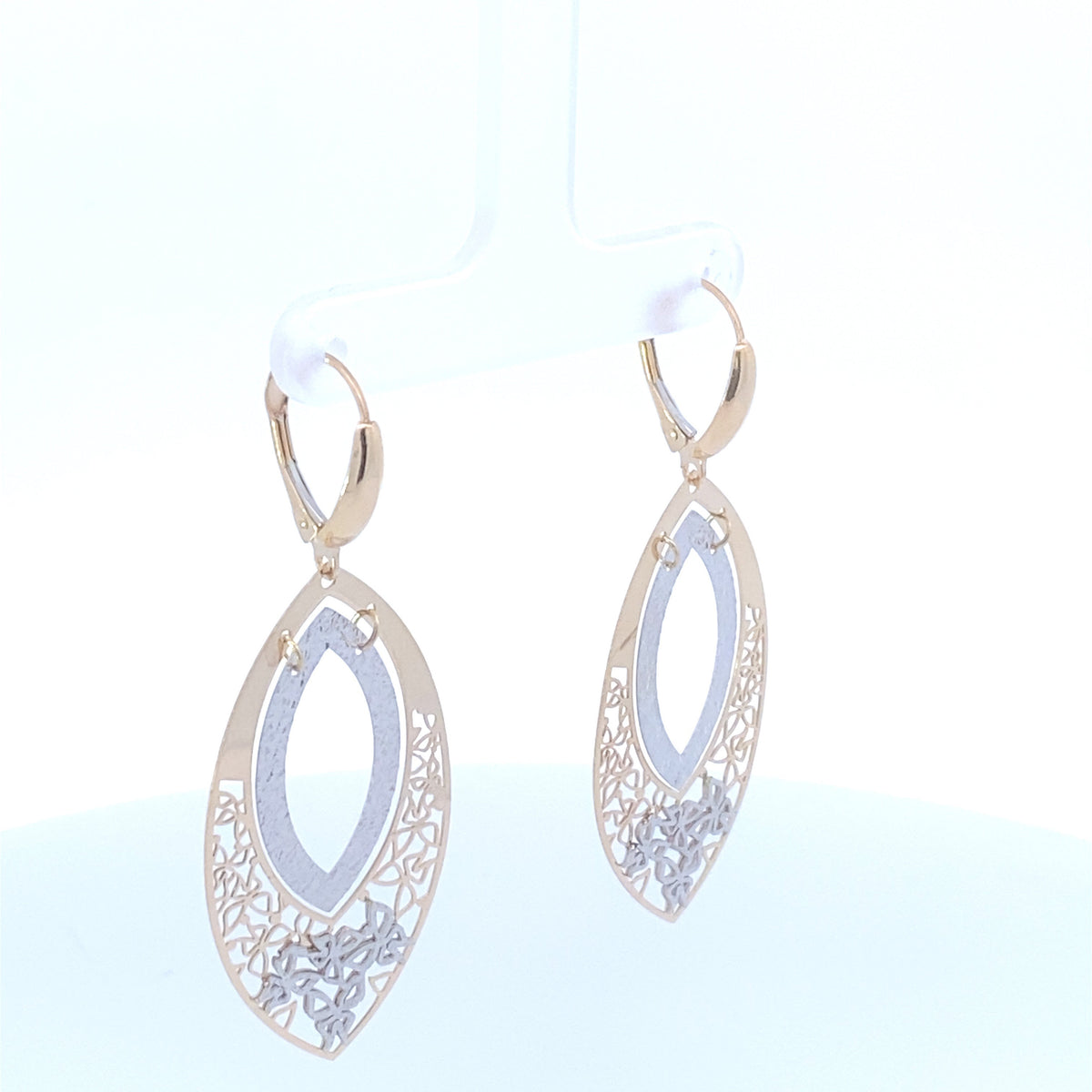 14K Gold Oval Hanging Earrings - additional product view 3