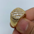 10K Gold Round Championship Diamond Baguette Ring in yellow gold - close-up product photo