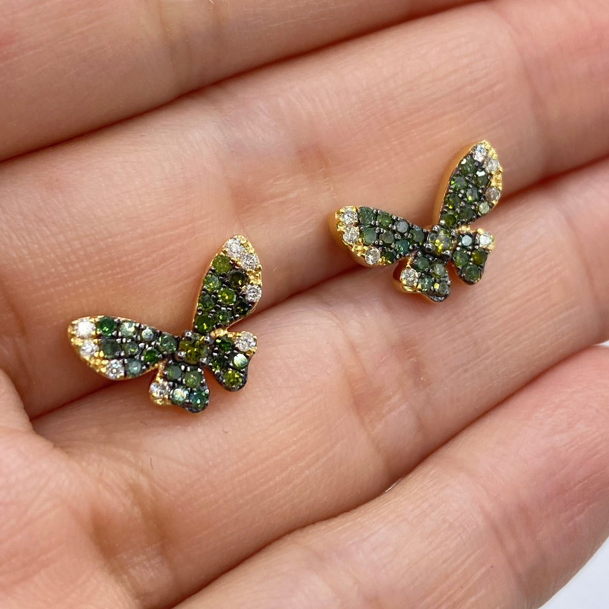 14K Gold Lucky Butterfly Diamond Earrings - additional product view 2