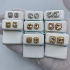 14K Gold Jumbo Rectangle Halo Diamond Baguette Earrings - additional product view 2