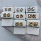 14K Gold Large Rectangle Halo Diamond Baguette Earrings - additional product view 2