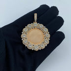 14K Gold Circle Flower Diamond Picture Photo Pendant - additional product view 2