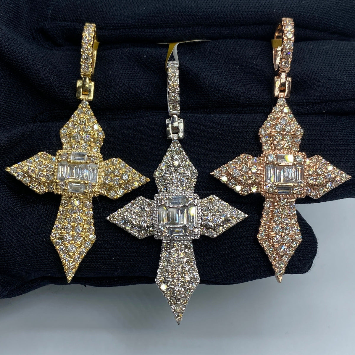 10K Gold Byzantine Cross Diamond Baguette Pendant - additional product view 2