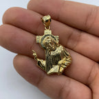 14K Gold Jesus Carrying Cross Pendant 1.5 in - additional product view 7