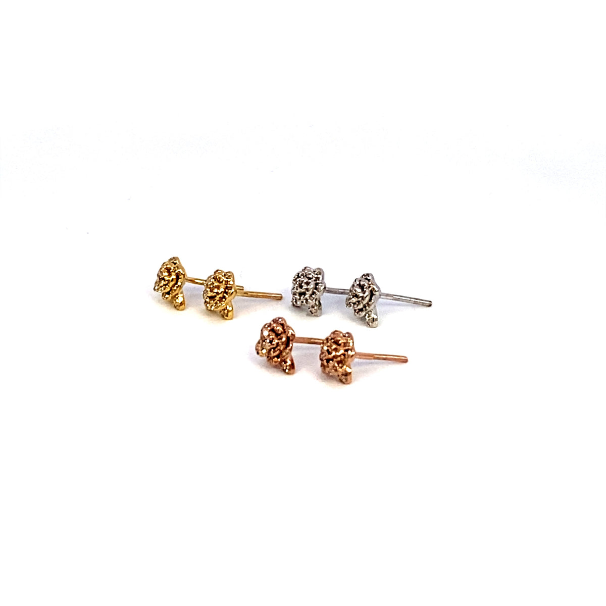 14K Gold Rose Flower Diamond Earrings - additional product view 7