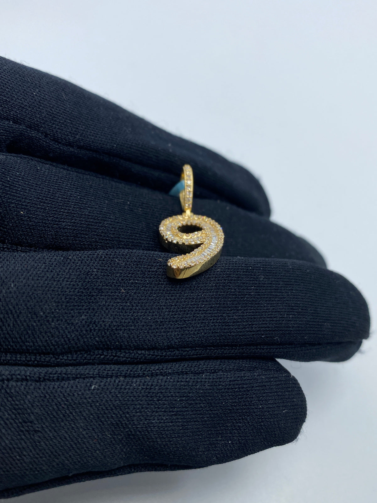 14K Gold Number 9 Diamond Baguette Pendant - additional product view 4