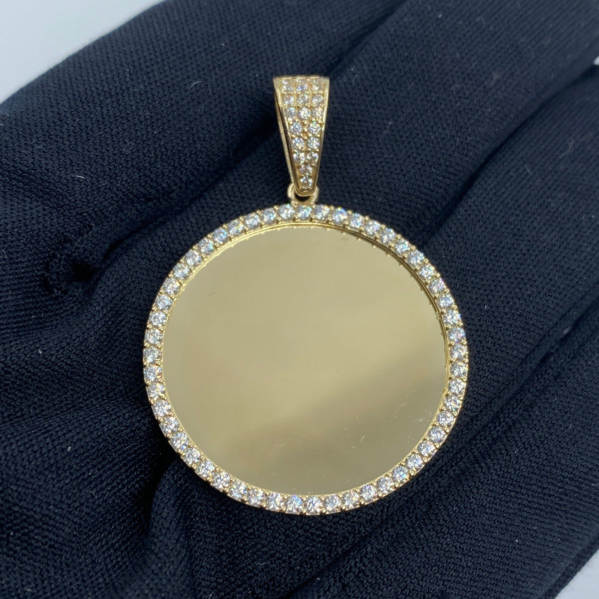 14K Gold Circle Picture Photo CZ Pendant - additional product view 2