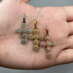 14K Gold Cross Circle Diamond Baguette Pendant - additional product view 3