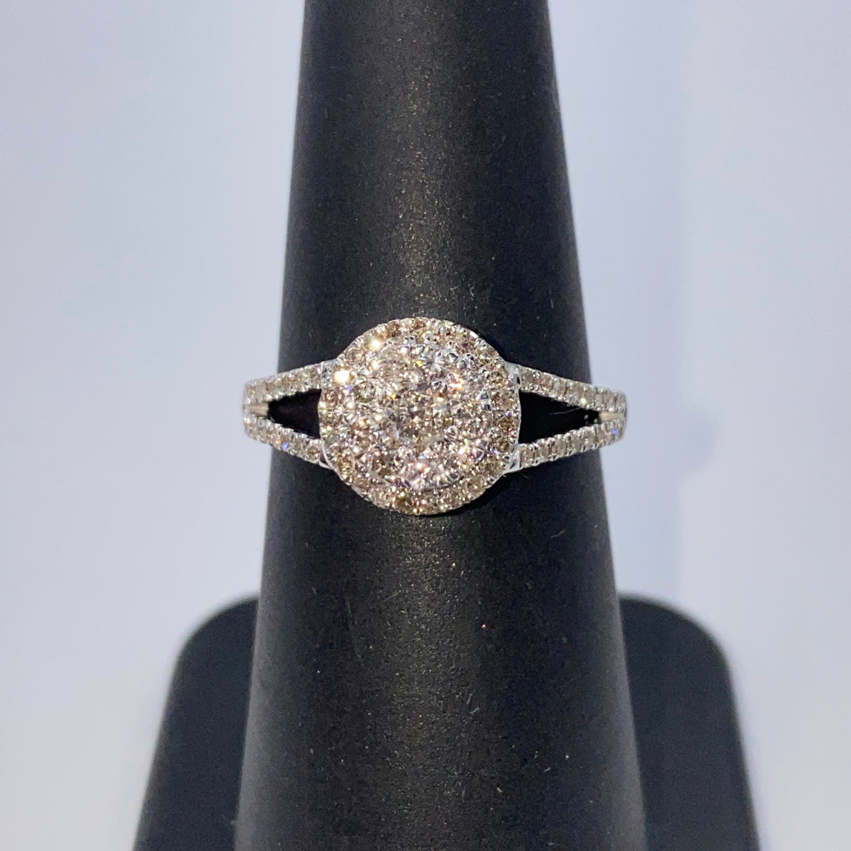 14K Gold Double Halo Circle Diamond Engagement Ring - additional product view 7