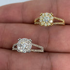 14K Gold Square Flower Diamond Engagement Ring - additional product view 5