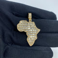 10K Gold Africa Diamond Baguette Pendant in yellow gold - close-up product photo