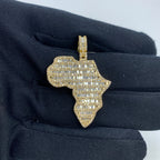10K Gold Africa Diamond Baguette Pendant in yellow gold - close-up product photo