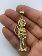 14K Gold Santa Muerte Grim Reaper Pendant - additional product view 2