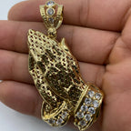 14K Gold Praying Hands Pendant 2.5 in - additional product view 2
