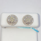 14K Gold Jumbo Circle Flower Halo Diamond Baguette Earrings - additional product view 5