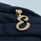 14K Gold Initial E Script Heart Diamond Pendant - additional product view 4