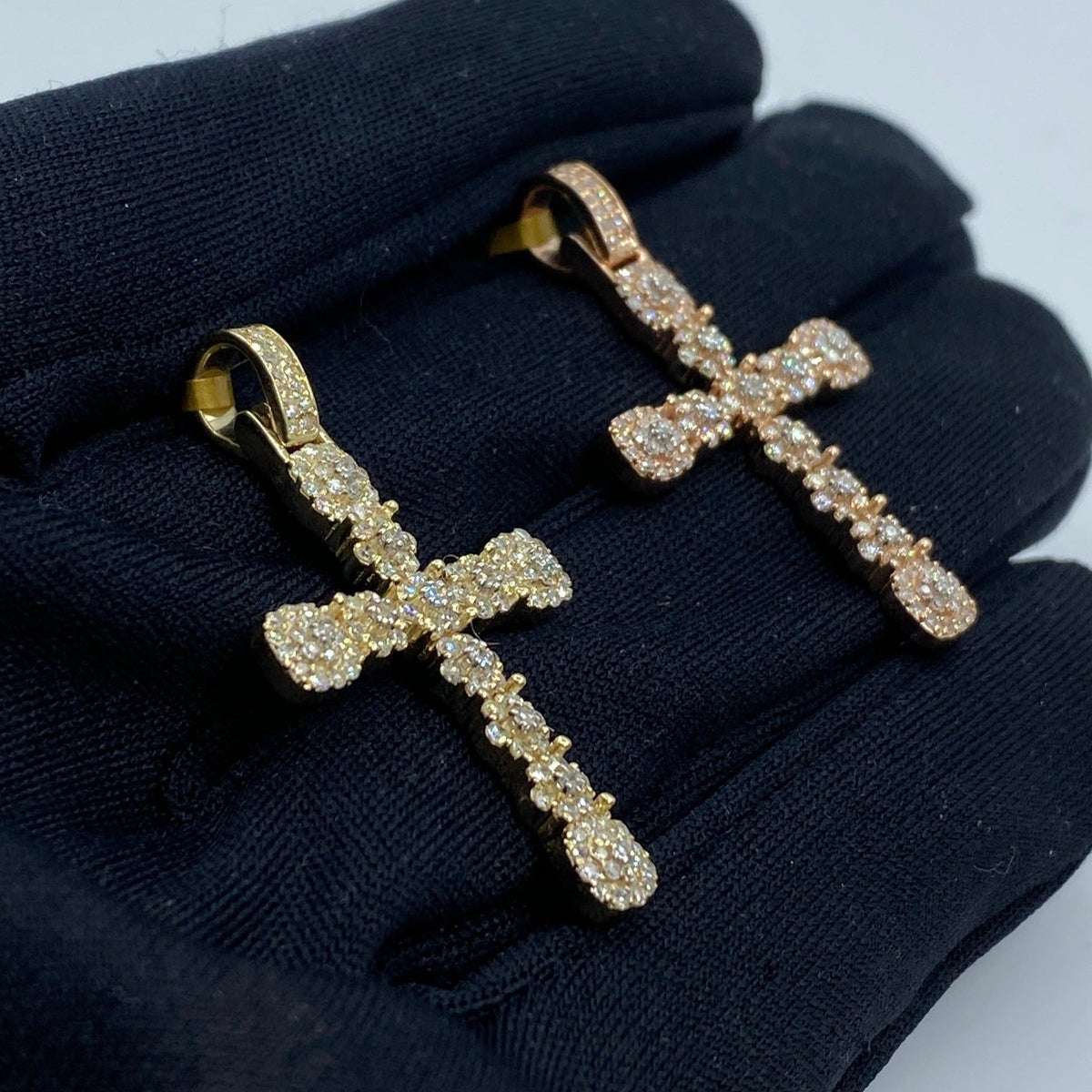 10K Gold Flower Cross Diamond Pendant - additional product view 5